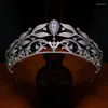 Hårklipp Royal Plated Zircon Brides Crowns Tiaras Fantastiska kristallhuvudstycken Bröllopstillbehör Prom smycken gåva