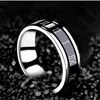 Ovilo Trendy Frontline Korean Edition Roman Ring Fashion Rotation Svart Personlig kreativ samma stil Flödesring