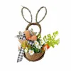 Decorative Flowers Easter Ear Hanging Basket With Carrot Daisy Checkered Bow Decoration Plants