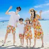 Family Matching Outfits Summer Beach Family Matching Outfits Mum Daughter Bohemian Dresses Dad Son Shirts/T-shirt+Shorts Couple Holiday Clothing Set