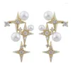 Stud Earrings North Of The Starlight French Retro Pearl Female Summer Six-Pointed Star Forest Super Fairy Cold Wind Bead Drop Delivery Otcaf