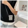 Bel Çantaları Mini Ruj Satchel Lady 2024 Gümüş Sigara Kasası Zinciri Şık Messenger Xiaoqing Cep Telefon Çantası