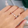 Wedding Rings Simple Trendy Rose Gold Engagement For Women White Marquise CZ Stone Full Paved Fashion Jewelry Party Gift2970