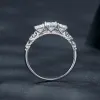 Anneaux Bamoer U Moissanite dentelle bague en argent Sterling 925 3 pierres Lotus bague D couleur VVS1 EX diamant étincelant pour les femmes de fiançailles GRA