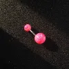 Sier Real Pink Blue Opal Navel Belly Button Piercing Rings Body Jewelry Dance Decorations Length 6 8 10 12 MM