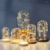 Bottles 2sets/pack Diameter 9cm Different Height Glass Dome Deocration Luminous Base Transparent Cover Wedding Favor Gift