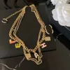 Brand Designer Pendants Channel Necklaces Double Layer Pearl Crystal Gold Plated Stainless Steel Letter C Choker Necklace Chain Jewelry Accessories