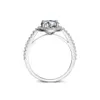 Clusterringen massief 14k witgoud Petite Halo Moissanite verlovingsring voor vrouwen luxe sieraden met midden Round209E