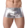 Sous-vêtements 2024 Hommes Sexy Fun Boxer Shorts Mâle En Cuir Verni Avec Anneau Sous-Vêtements Slim Fit Boxers