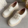 Geklede Schoenen Klassieke Dames Loafers Zwart Beige Lage Hakken Casual Gesp Comfortabele Oxfords Voor Dames Merkschoenen 2024 Lente