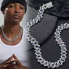 Hip Hop Cubain Lien Chaîne Collier Diamant Boîte Boucle Conception Hommes Colliers Plaqué Argent À La Mode Glacé Bling Pour Les Femmes Taille 18/20/22/24 Pouce