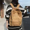 Backpack Vintage Cotton Canvas College Students Backpack Large Capacity Solid Color Fashion Knapsack Casual Laptop Books Bag Ladies Bags