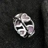 Cluster Ringen Foxanry Vintage Punk Roze LIEFDE Hart Engagement Voor Vrouwen Mode Eenvoudige Holle Geometrische Handgemaakte Party Sieraden Geschenken