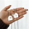 Cute Ghost Little Monster Flower Necklace Lover Couple Necklaces Pendant Charm Sweater Clavicle Chain Hiphop Men Women Jewelry