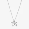 100％925 Sterling Silver Pave Simmmetric Star Collier Necklace Fashion Women Wedding Engagement Jewelry Accessories for Gift25s