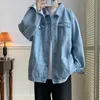 Plus storlek 5xl-m svart denimjacka herrar stänger av krage jeans rockar multi-fockets overall streetwear löst casual män kläder240226