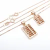 Hangers In 585 Paars Verguld 14K Rose Abacus Eckalce Voor Vrouw Hanger Retro Chinese Stijl Prachtige Partij Sieraden gift