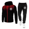 Fatos masculinos de alta qualidade com capuz jogging sweatpants 2 peças terno masculino designer tracksuit quente lapela up zíper windbreak conjunto