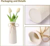 Fixwal White Ceramic Vase for Flower, Dried Flower Vase for Modern Home Decor, Fit for Fireplace Bedroom Kitchen