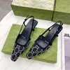 2024 Klänningsskor Slingback High Heels Pet Lace Up Shallow Cut Shoes Sandaler Mid Hälen Black Mesh With Crystals Sparkling Print Shoes Leather Ankle Strap Women Sidlippers