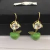 デザイナーmiuimiui miao jias 21 New Green Apple Earrings Imitation Crystal Full Diamond Earhook High Grade Sweet Temperament Blue Fruit Earrings