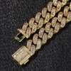 Bling Iced Out Cuban Link Chain Hip Hop Micro Pave Square Zirconia Chokers Necklaces for Men Fashion Rapper Jewelry