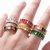 Anillos de banda UILZ Anillo de circonio cúbico de lujo Moda para mujer Anillo de dedo rojo y azul Cristal Joyería al por mayor J240226