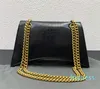 2024 new Chain Stripe Elephant Crossbody Handbag Womens Luxury Genuine Leather Button Hourglass Bag