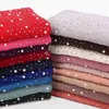 Sjaals 10 pc lot viscose zachte katoenen sjaal met diamant damesvlakte parels hijab vrouwelijke sjaalomwikkel moslim hijabs273o