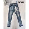 Marca designer dos homens calças jeans calças de moda design reto retro streetwear casual moletom roxo jeans corredores calça lavada 419