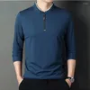 Polos pour hommes Mode Hommes À Manches Longues Coton Stripe Polos Printemps Automne Coréen Casual Mâle Vêtements Revers Lâche Streetwear Tops 2024