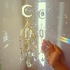 Colliers Sun Ball Cristal Suspendu Ornement En Métal Attrapant La Lumière Carillon De Vent Lune Prisme Boule Fleur Bijoux Arc-En-Fenêtre Pendentif Décor