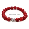 Bracciale in rilievo con perline di Buddha in pietra occhio di tigre da 8 mm per donna Uomo fatto a mano elastico Lava Yoga gioielli regalo consegna di goccia Ebreo Dhgarden Dhxcn