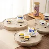 Tea Trays Water Storage Tray Serving Handmade Round Chinese Set Dry Bubble Drainage Plateau Household Products 50