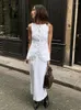 Work Dresses Summer Slim Solid Color Casual Sleeveless Tops Long Skirt Two-piece Sets High Quality Cotton Women 2024 Elegant 19F1857