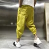 Gul casual Harlan Pants Men Korea mode streetwear harajuku lösa byxor solida vilda svettbyxor män jogga byxor svart 240220