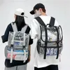 Sac à dos Transparent en PVC pour hommes et femmes, sac d'école tendance, sac à dos à bandoulière, paquet féminin