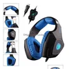 Écouteurs Écouteurs Sades A60 USB Virtuel 7.1 Casque de jeu Filaire Basses profondes Vibration Casque Casque avec microphone pour joueur Dhgqq