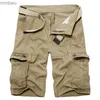 Mäns shorts 2022 Mens Military Cargo Shorts Summer Army Green Cotton Shorts Män LoSe Multi-Pocket Shorts Homme Casual Bermuda Trousers 40 240227