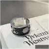 Band Rings Western Empress Dowager Middle Ages King Dropped Glaze Ring Female Opal Stone Small And Luxury Design Colored Gift Girlfr Dhqyt