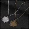 Pendant Necklaces Vintage Sier Gold Round Glass Base Pendant For Women Men 25Mm Blank Tray Adjustable Size Chain Necklace Fa Dhgarden Dhzse