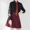 Blusas femininas estilo universitário japonês camisa de manga longa mulheres chinês bordado estudante jk blusa roupas