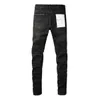 designer amirssNew Purple Brand Black Knee Old Patch Jeans pour hommes