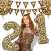 32 بوصة Cheetah Leopard Print Digital Aluminium Balloon 0-9 Balloon Digital Kids Jungle Safari Decoratio