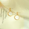 dangle earrings高量シェルジルコンラウンド