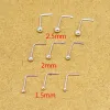 Charme 50pcs Tiny Ball Nez Stud Wire Pin Piercings 1.2mm 1.5mm 1.8mm 2mm 2.5mm Forme L 24G Nez Piercing bijoux 925 Argent Sterling