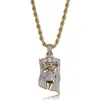 Mode Copper Gold Color Plated Iced Out Jesus Face Pendant Necklace Micro Pave Big CZ Stone Hip Hop Bling Jewelry2484