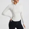 Chemises actives Blazer de yoga mince à haute élasticité pour femmes taille à l'extérieur portant des collants demi-fermeture éclair à manches longues automne haut Deportivos Mujer Gym