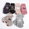 Vintage Christmas Deer Knitted Gloves Women Thicken Touch Screen Gloves Winter Warm Snow Elk Full Finger Mittens Xmas Gift Luvas316W