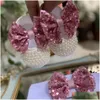 First Walkers Dollbling Lace Surface Baby Girls Infant Born Princess Shoes Sparkly Glitter Soft Bow Buckle Toddler 231213 Drop Deliv Dhgai